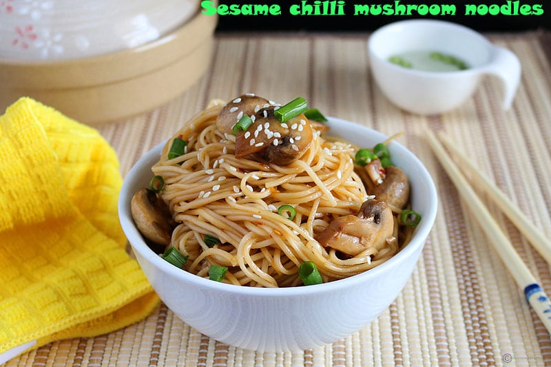 Sesame Chilli Mushroom Noodles Easy Spicy One Pot Meal